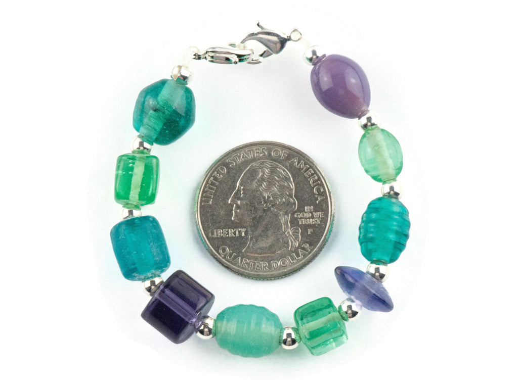 Blue and Purple Mix Interchangeable Stretch Beaded Watch Band • Medical ID Bracelet • Single Strand • Handmade Jewelry
