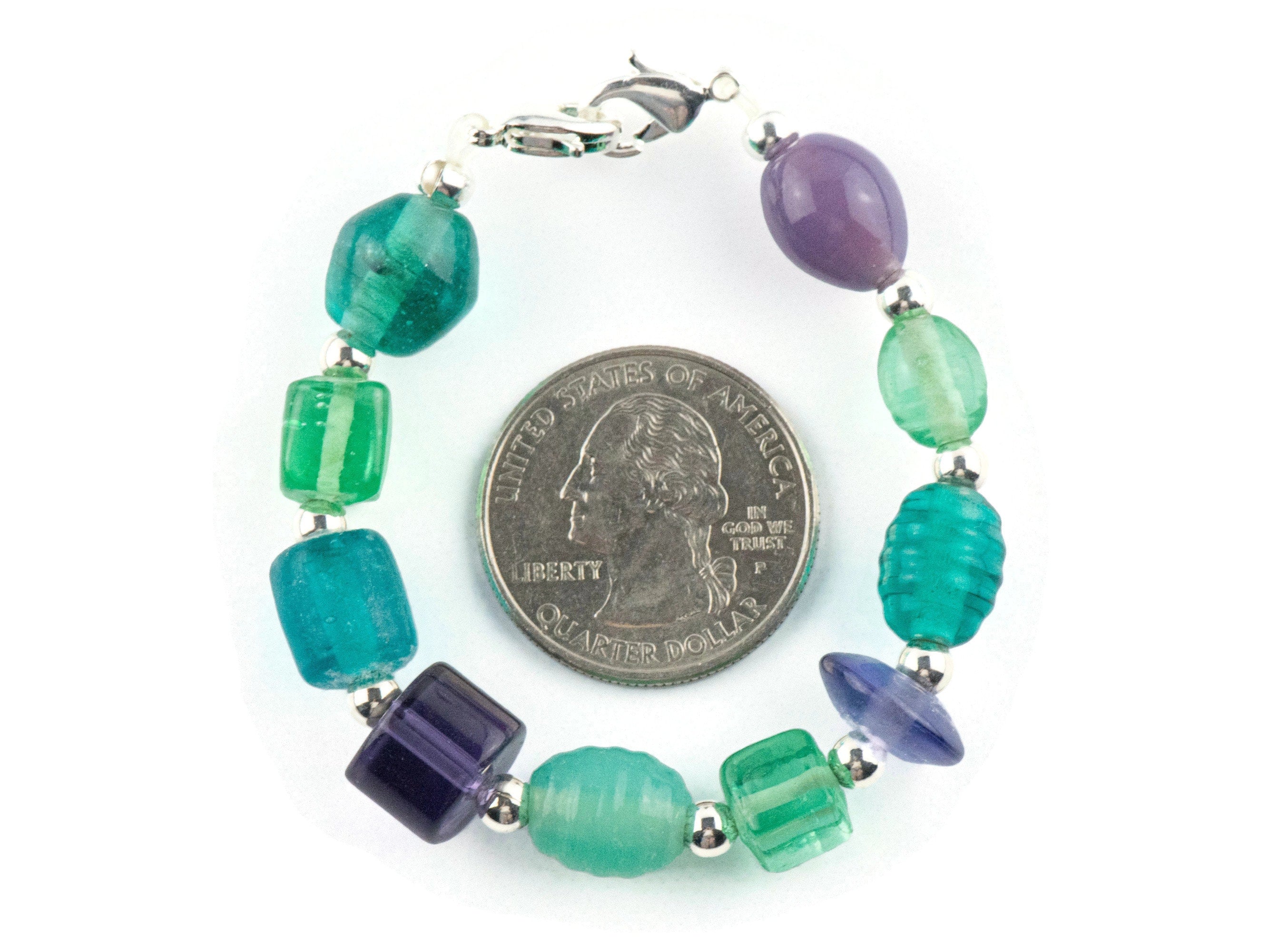 Blue and Purple Mix Interchangeable Stretch Beaded Watch Band • Medical ID Bracelet • Single Strand • Handmade Jewelry