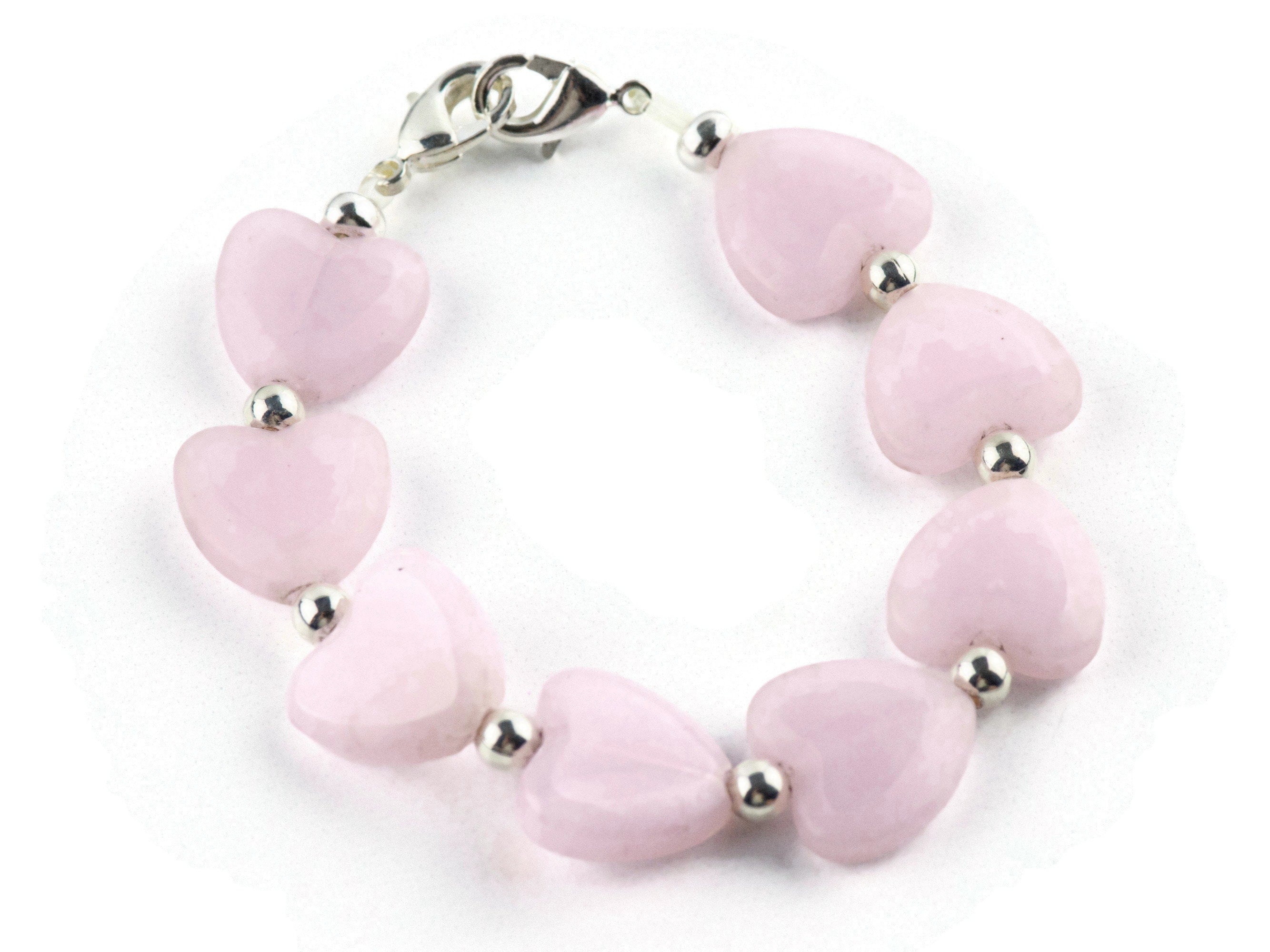 Pink Hearts Interchangeable Stretch Beaded Watch Band • Medical ID Bracelet • Single Strand • Handmade Jewelry