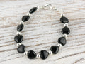 Little Black Hearts Interchangeable Stretch Beaded Watch Band • Medical ID Bracelet • Single Strand • Handmade Jewelry