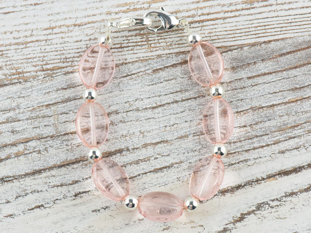 Pink Rose Interchangeable Stretch Beaded Watch Band • Medical ID Bracelet • Single Strand • Handmade Jewelry
