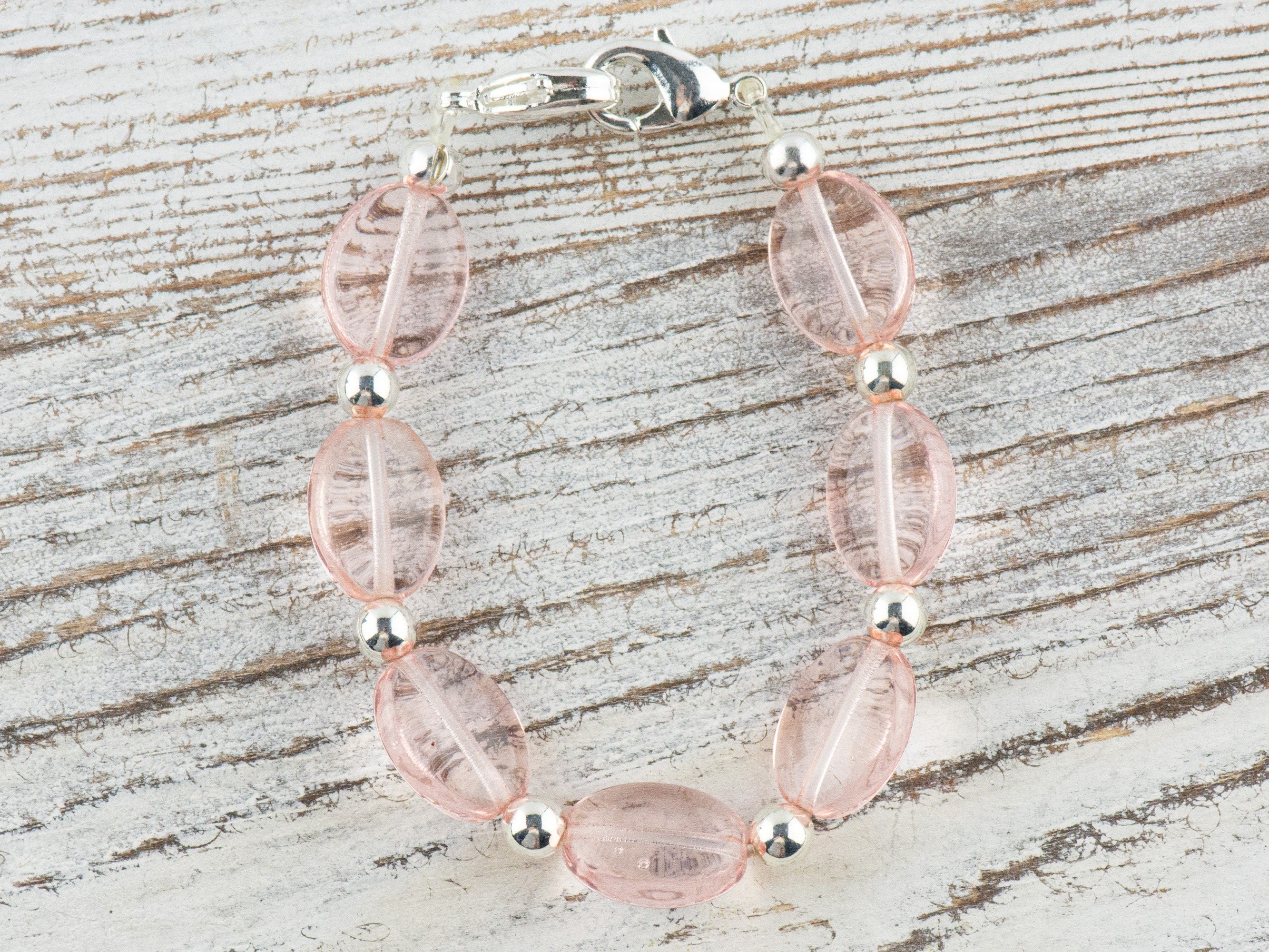 Pink Rose Interchangeable Stretch Beaded Watch Band • Medical ID Bracelet • Single Strand • Handmade Jewelry
