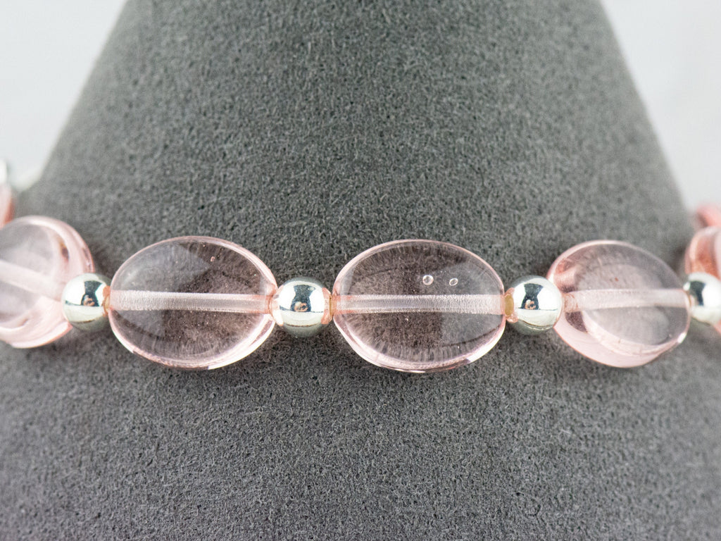 Pink Rose Interchangeable Stretch Beaded Watch Band • Medical ID Bracelet • Single Strand • Handmade Jewelry