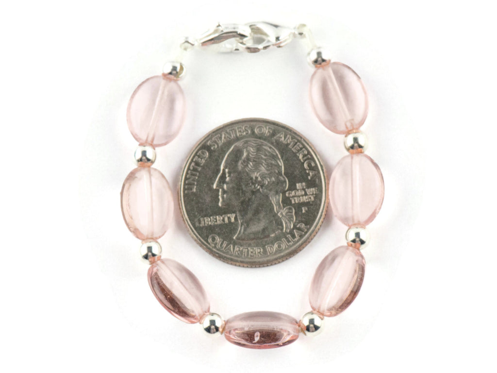Pink Rose Interchangeable Stretch Beaded Watch Band • Medical ID Bracelet • Single Strand • Handmade Jewelry