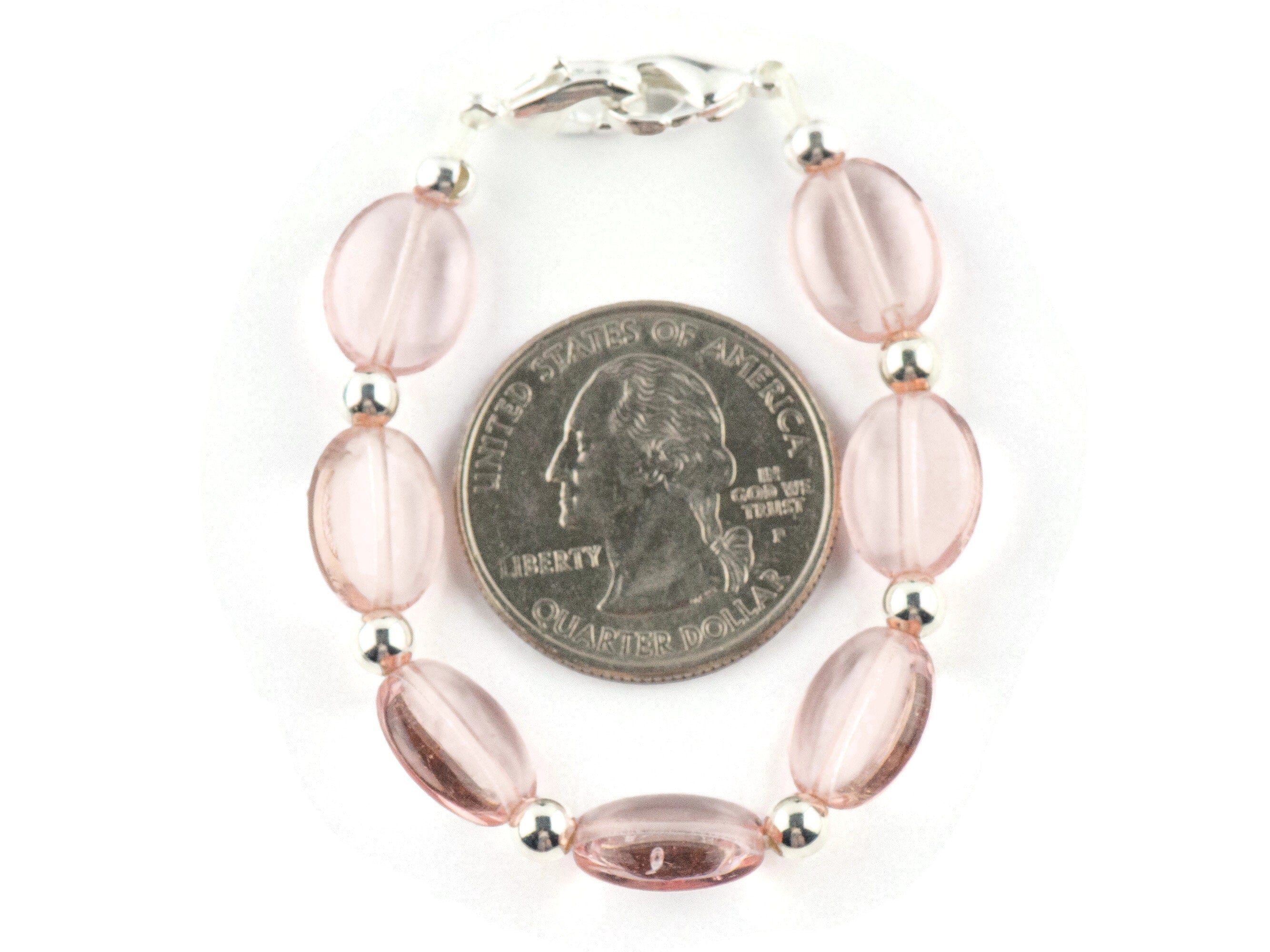 Pink Rose Interchangeable Stretch Beaded Watch Band • Medical ID Bracelet • Single Strand • Handmade Jewelry