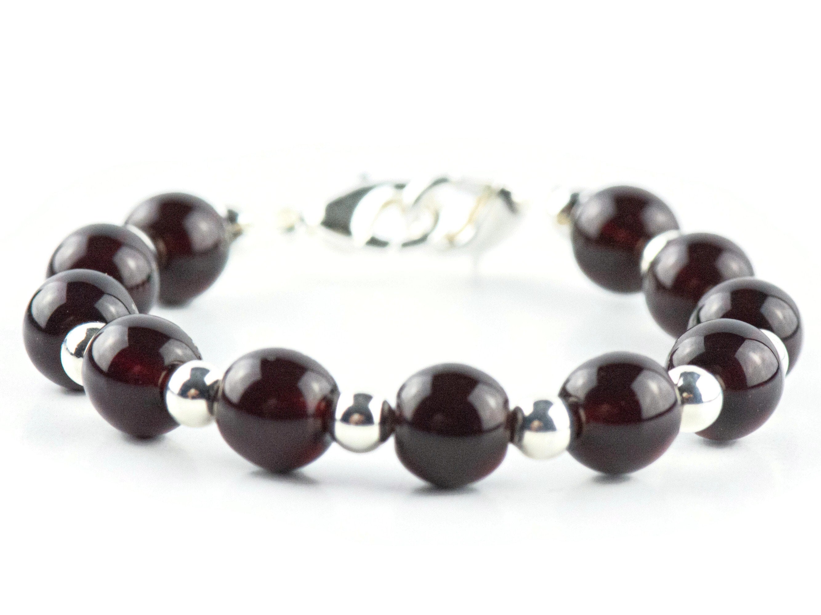 Deep Garnet Red Interchangeable Stretch Beaded Watch Band • Medical ID Bracelet • Single Strand • Handmade Jewelry