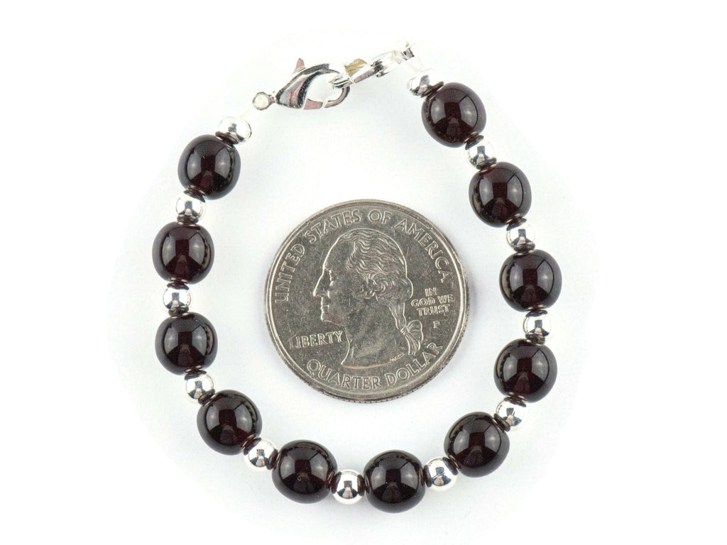 Deep Garnet Red Interchangeable Stretch Beaded Watch Band • Medical ID Bracelet • Single Strand • Handmade Jewelry