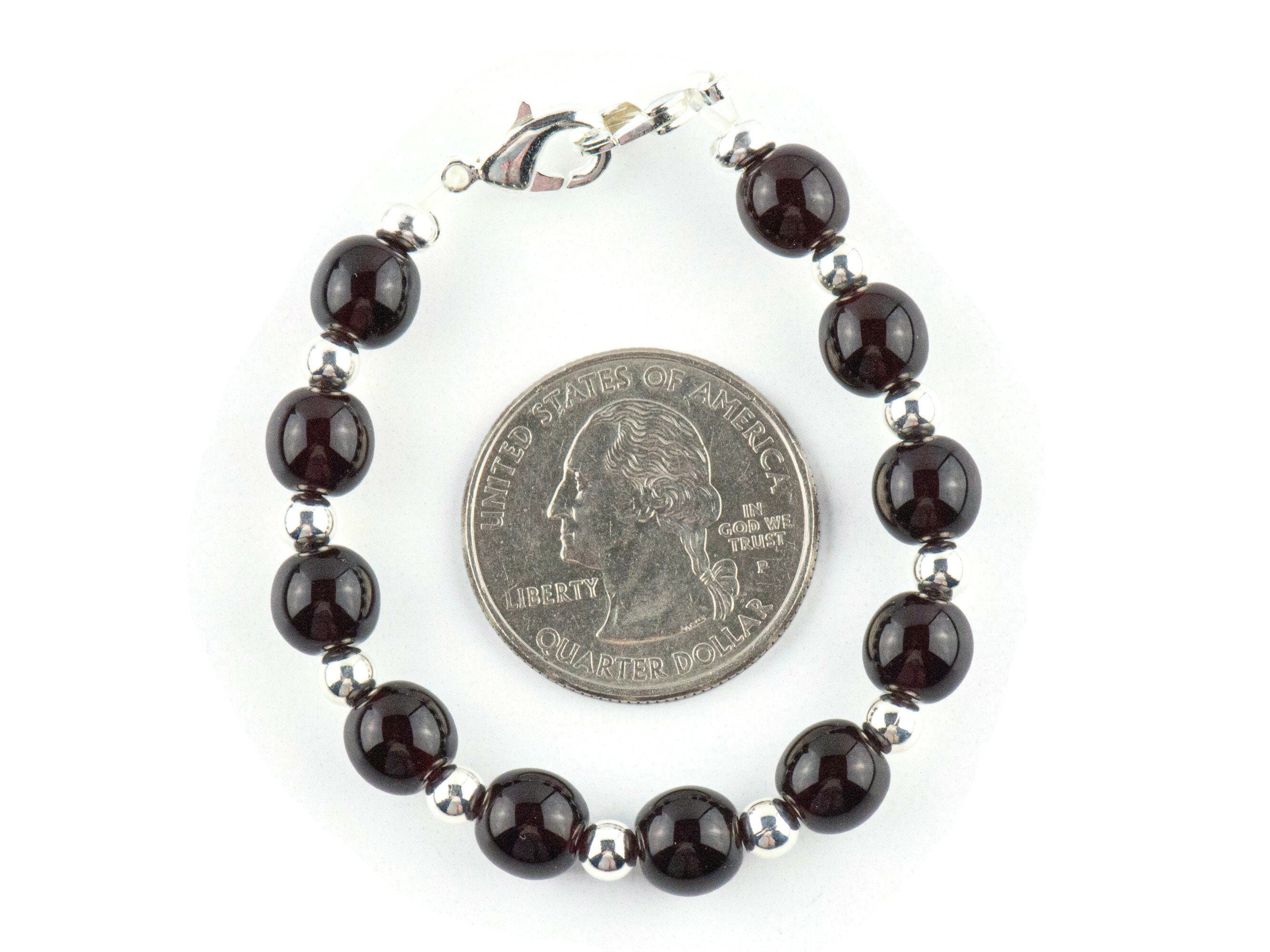 Deep Garnet Red Interchangeable Stretch Beaded Watch Band • Medical ID Bracelet • Single Strand • Handmade Jewelry