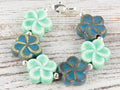 Blue Ceramic Flowers Interchangeable Stretch Beaded Watch Band • Medical ID Bracelet • Single Strand • Handmade Jewelry