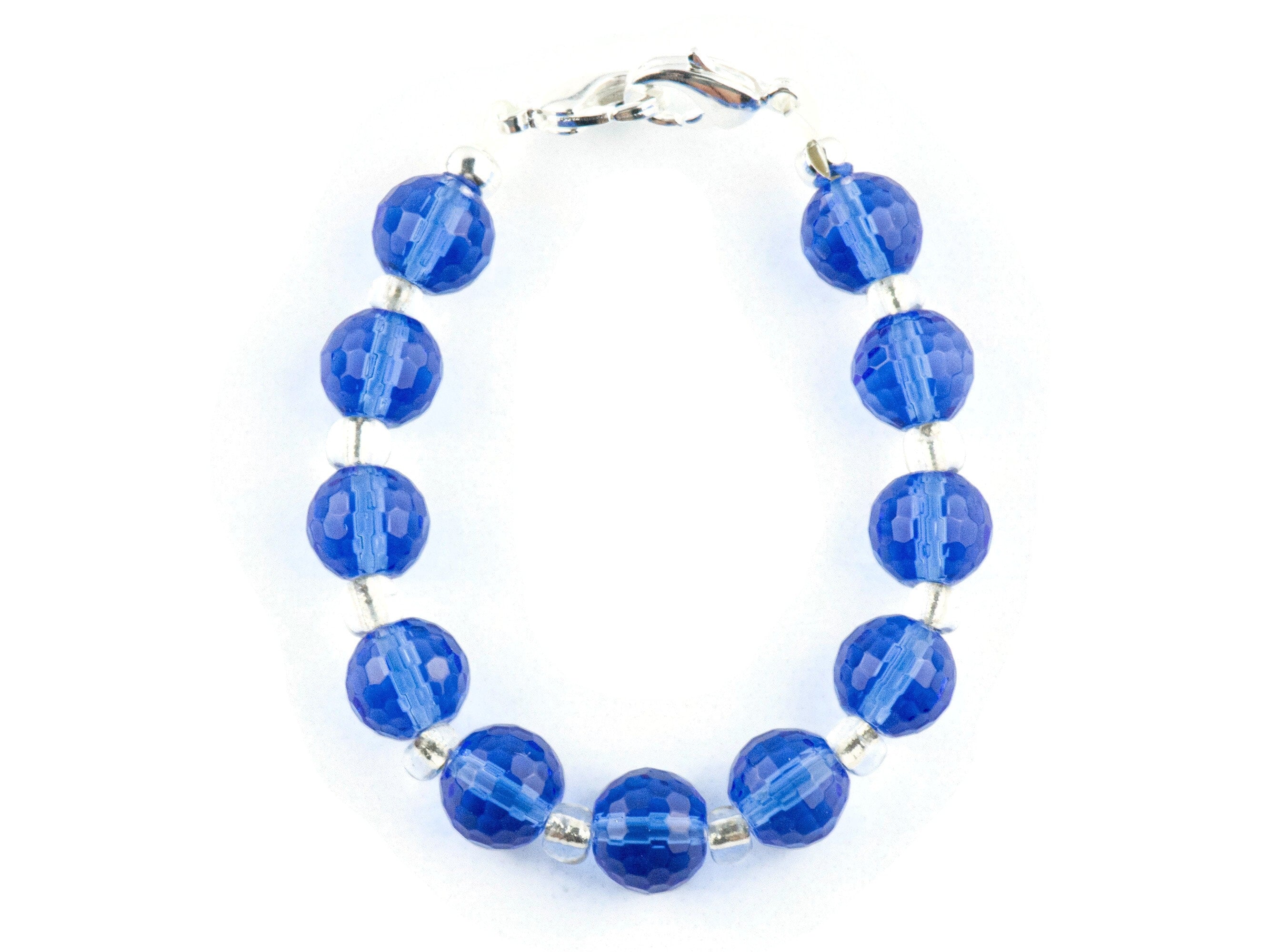 Sapphire Sparkle Interchangeable Stretch Beaded Watch Band • Medical ID Bracelet • Single Strand • Handmade Jewelry