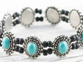 Turquoise Blue Howlite Oval Beaded Stretch Bracelet / Handmade Bracelet / Bohemian Jewelry