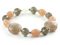 Peach and Olive Chunky Glass Beaded Stretch Bracelet / Handmade Jewelry / Boho Style