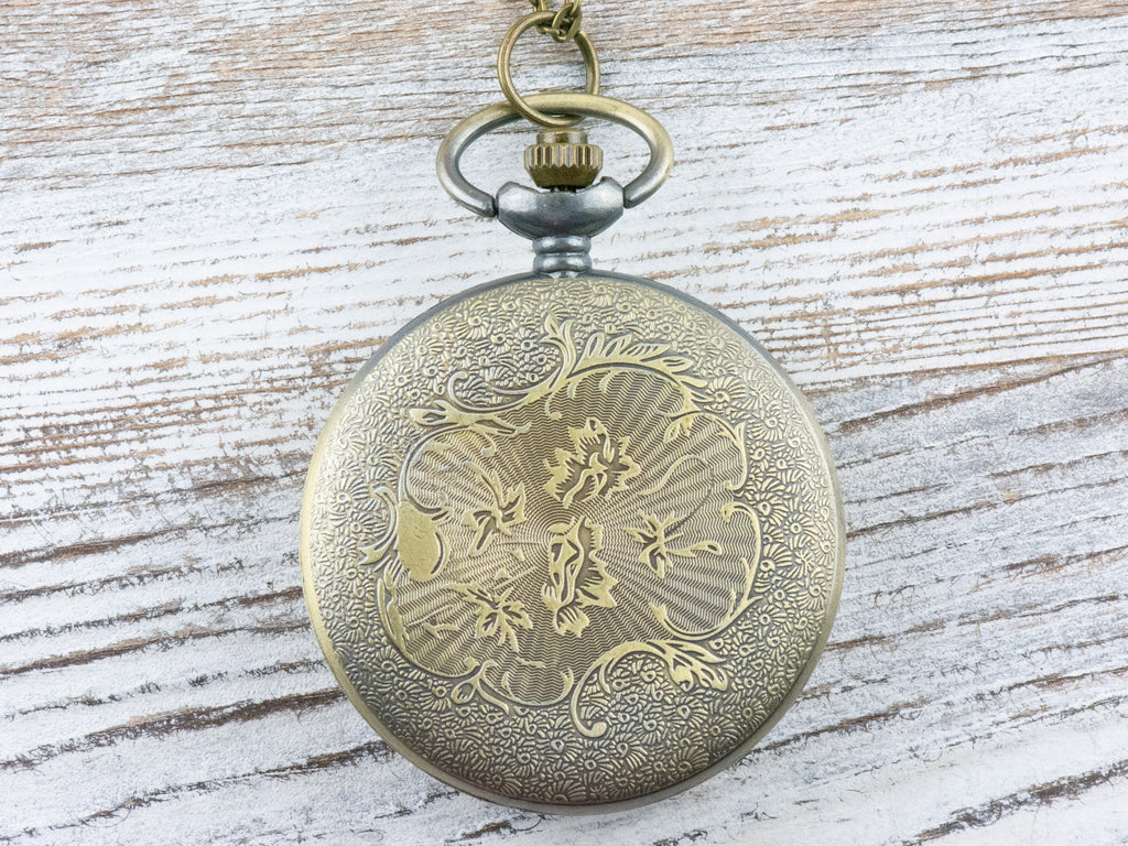 Spiderweb Bronze Pocket Watch Long Necklace / Unique Watches / Spider Jewelry / Large Pocket Watch