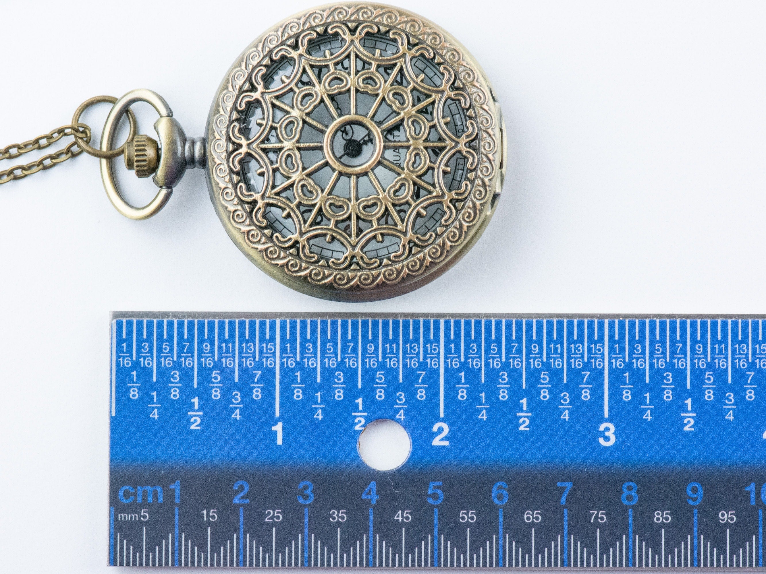 Spiderweb Bronze Pocket Watch Long Necklace / Unique Watches / Spider Jewelry / Large Pocket Watch