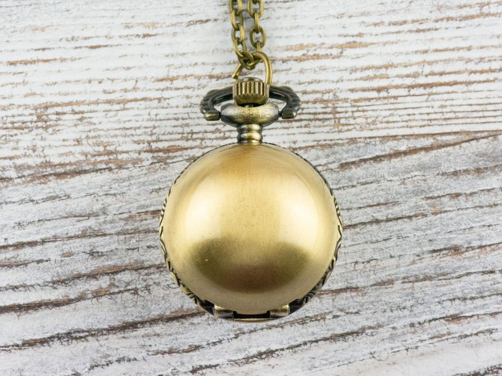Round Ball Bronze Pocket Watch Long Necklace / Unique Watches / Simple Jewelry