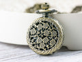 Floral Bronze Pocket Watch Long Necklace / Unique Watches / Nature Inspired Jewelry