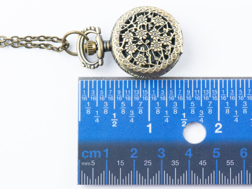 Floral Bronze Pocket Watch Long Necklace / Unique Watches / Nature Inspired Jewelry