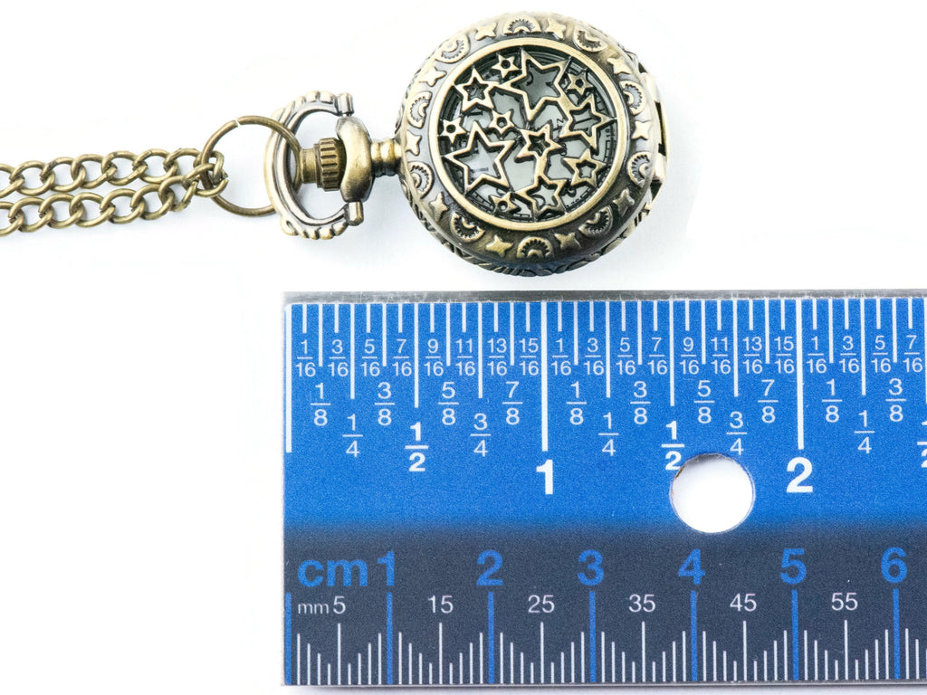 Stars Bronze Pocket Watch Long Necklace / Unique Watches / Nature Inspired Jewelry