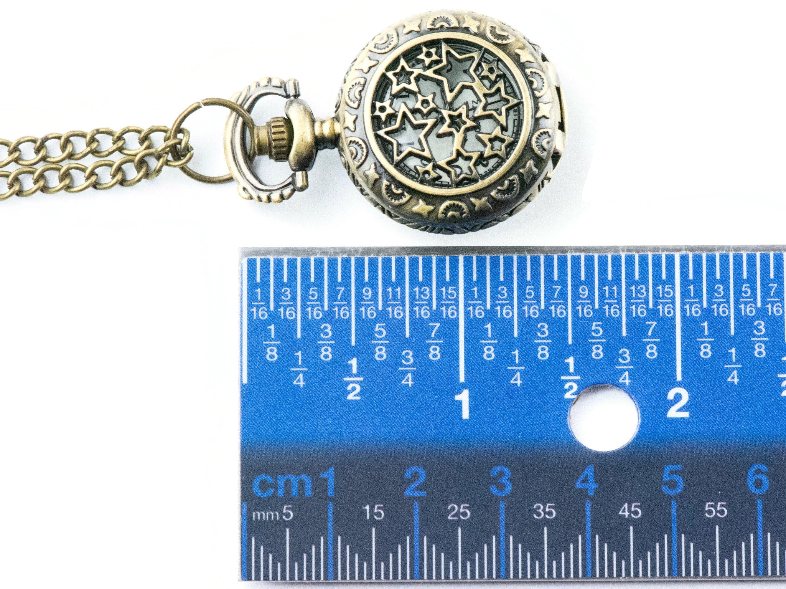 Stars Bronze Pocket Watch Long Necklace / Unique Watches / Nature Inspired Jewelry