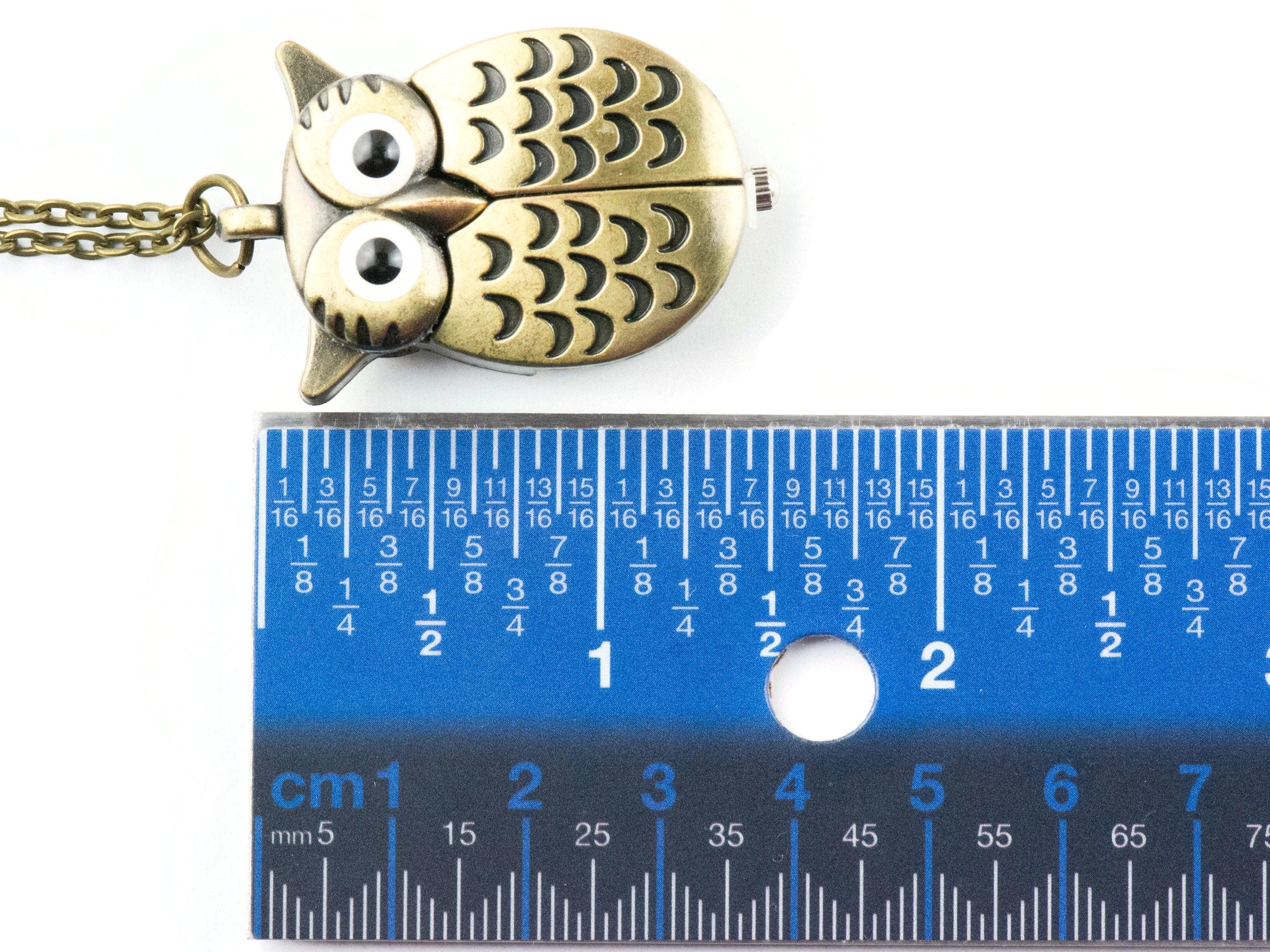 Winged Owl Bronze Pocket Watch Long Necklace / Unique Watches / Nature Inspired Jewelry