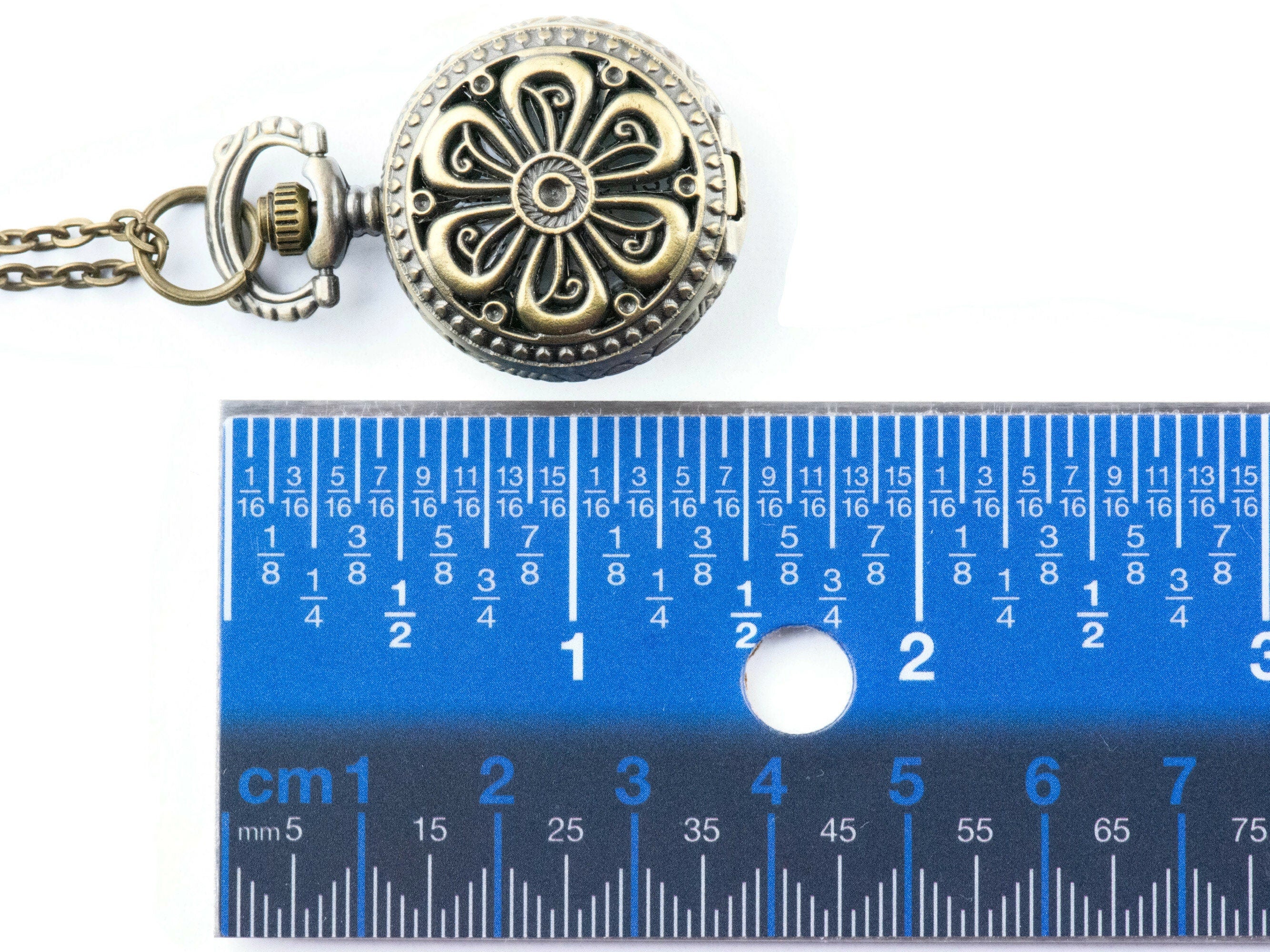 Flower Bronze Pocket Watch Long Necklace / Unique Watches / Nature Inspired Jewelry