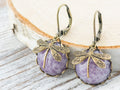 Amethyst Glass Brass Dragonfly Lever Back Earrings • Purple Earrings • Handmade Nature-Inspired Jewelry • Jewelry Gift for Her