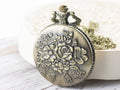 Roses Bronze Pocket Watch Long Necklace / Unique Watches / Nature Inspired Jewelry / Large Pocket Watch