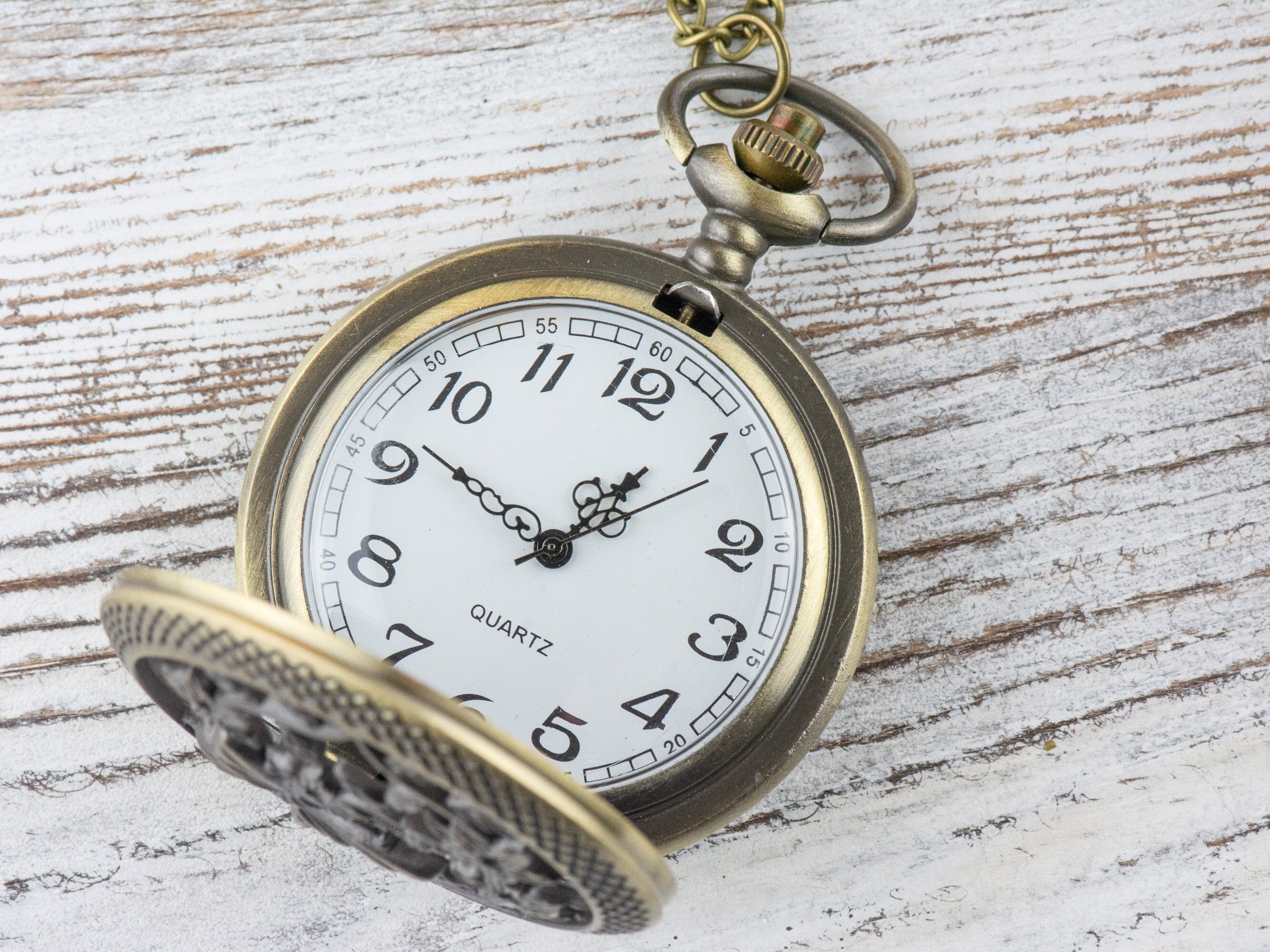 Butterfly Floral Bronze Pocket Watch Long Necklace / Unique Watches / Nature Inspired Jewelry / Large Pocket Watch