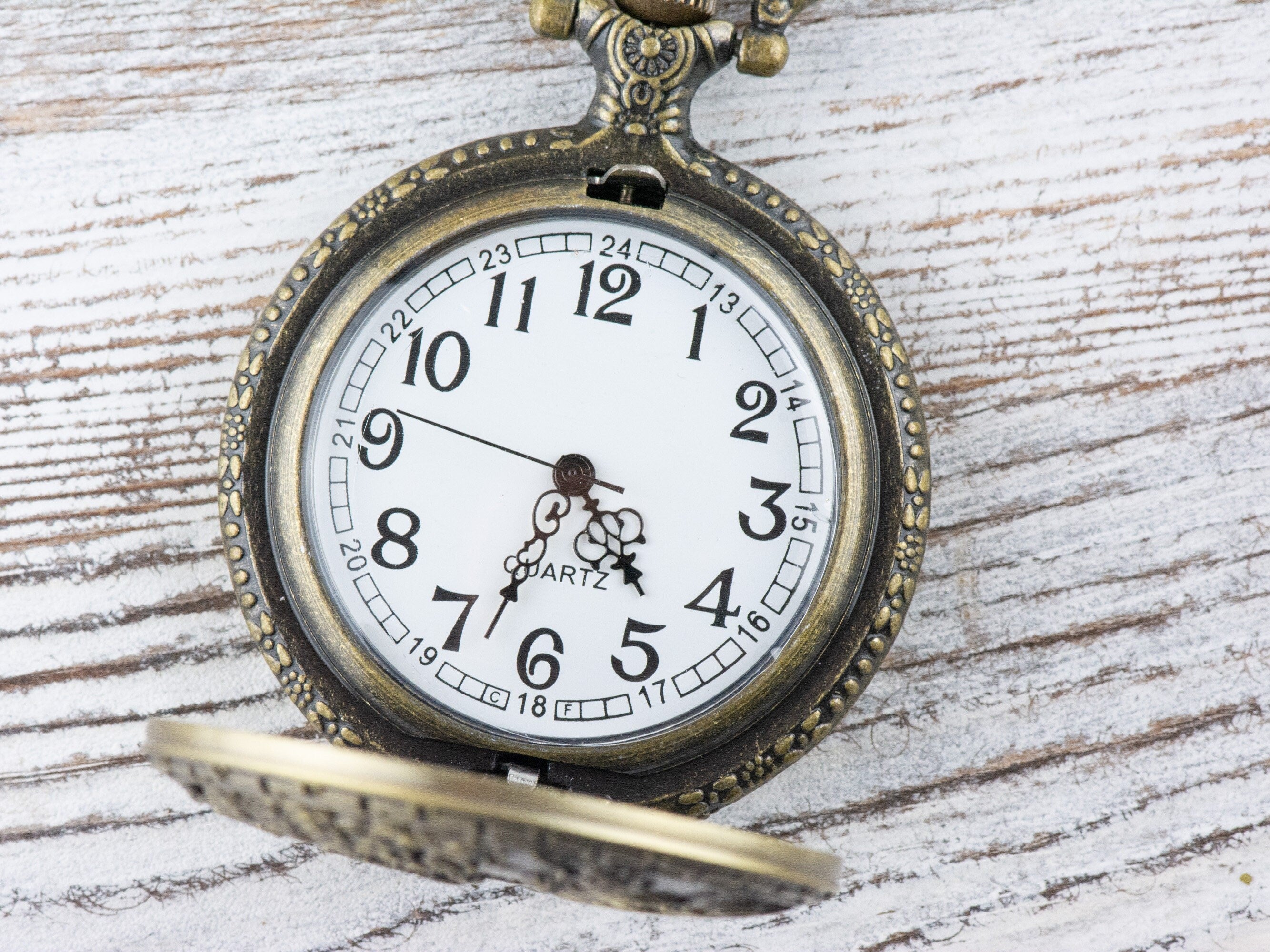 Woodland Bronze Pocket Watch Long Necklace / Unique Watches / Nature Inspired Jewelry / Large Pocket Watch