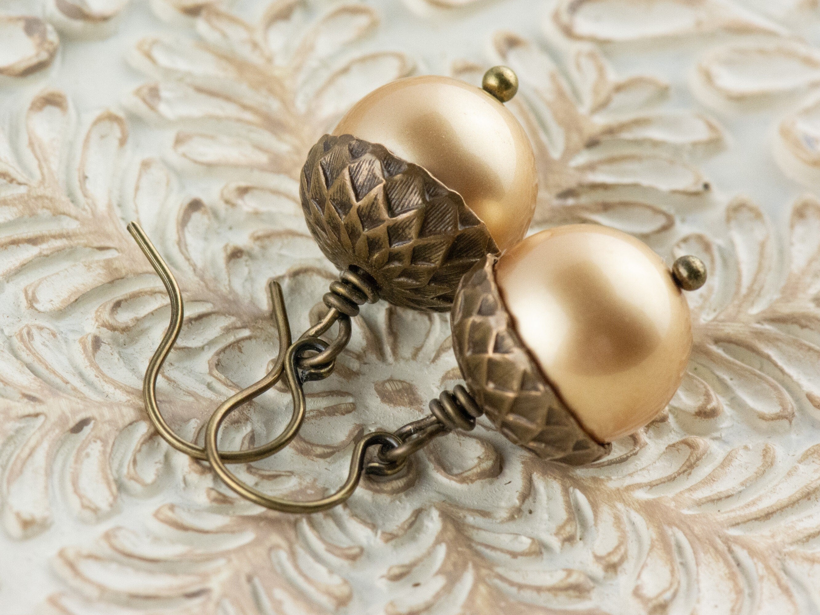 Acorn Fall Brass Earrings • Handmade Earthy Nature Jewelry • Autumn Vibes