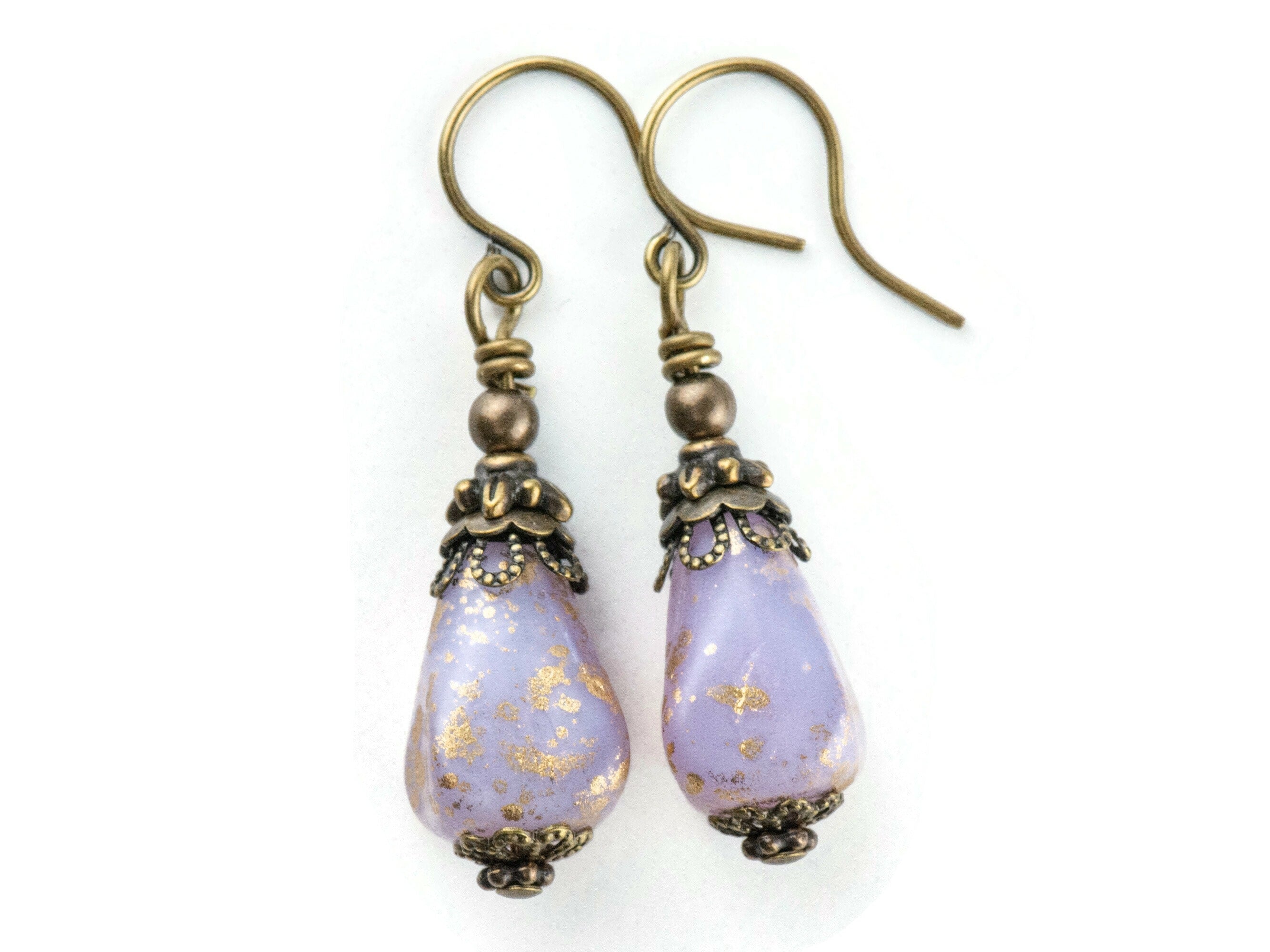 Purple Rain Earthy Brass Earrings • Nature-Inspired Jewelry • Handmade Dangly Earrings for Women • Fall Gifts