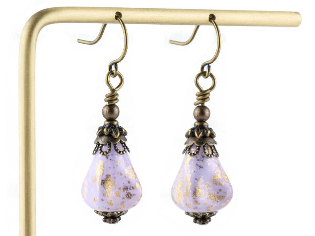 Purple Rain Earthy Brass Earrings • Nature-Inspired Jewelry • Handmade Dangly Earrings for Women • Fall Gifts