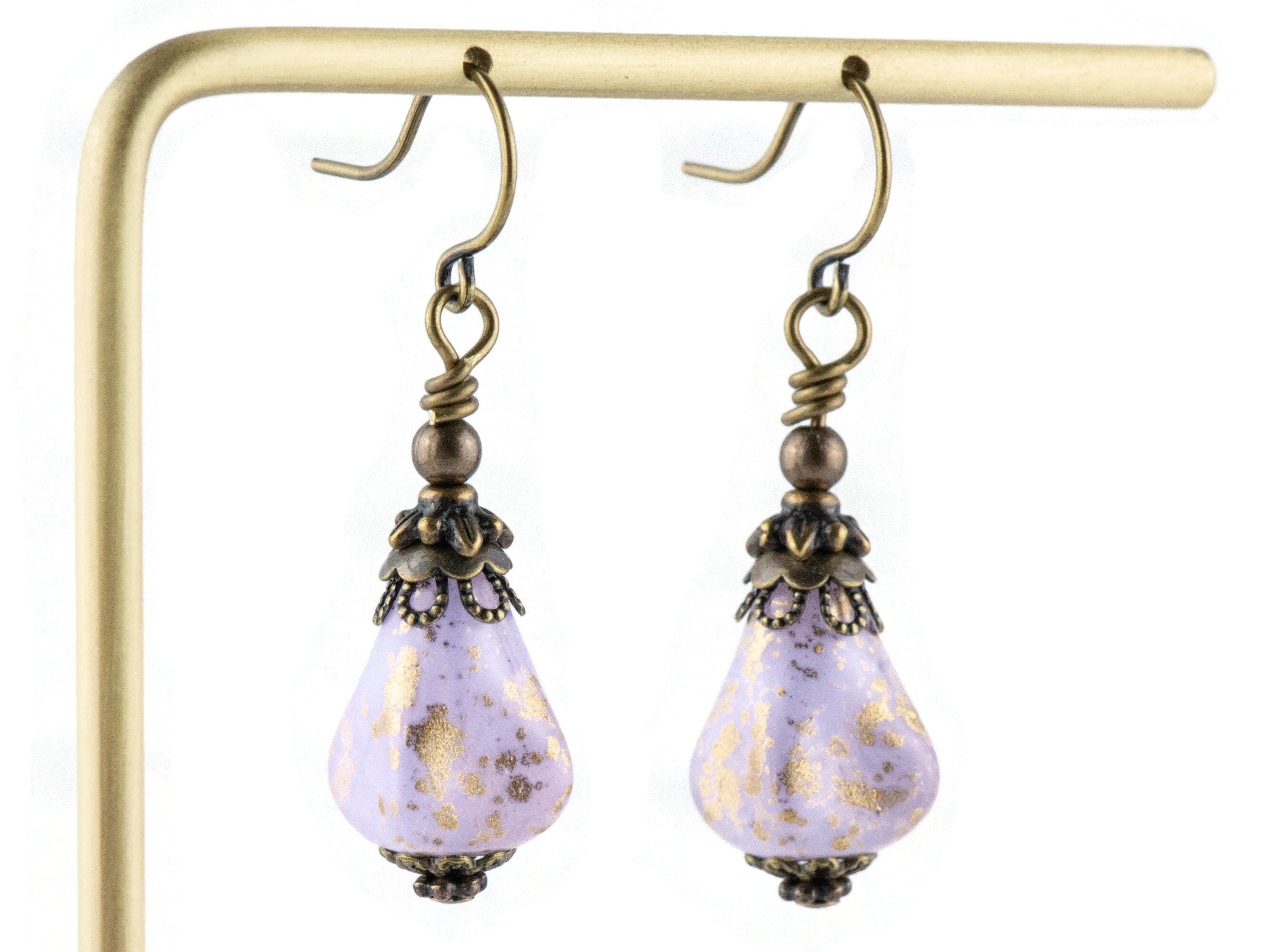 Purple Rain Earthy Brass Earrings • Nature-Inspired Jewelry • Handmade Dangly Earrings for Women • Fall Gifts