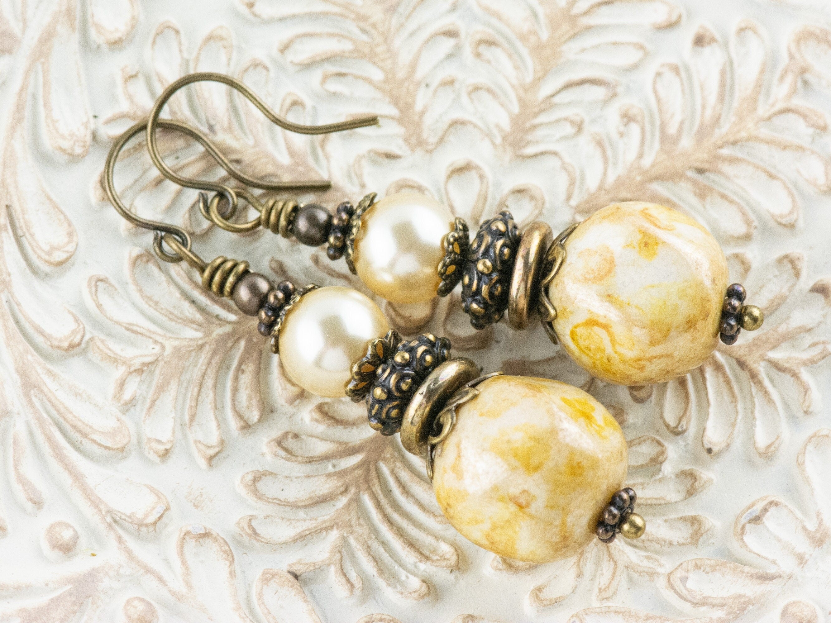 Autumn Gold Brass Earrings • Handmade Earthy Nature Jewelry • Fall Vibes • Autumn Jewelry