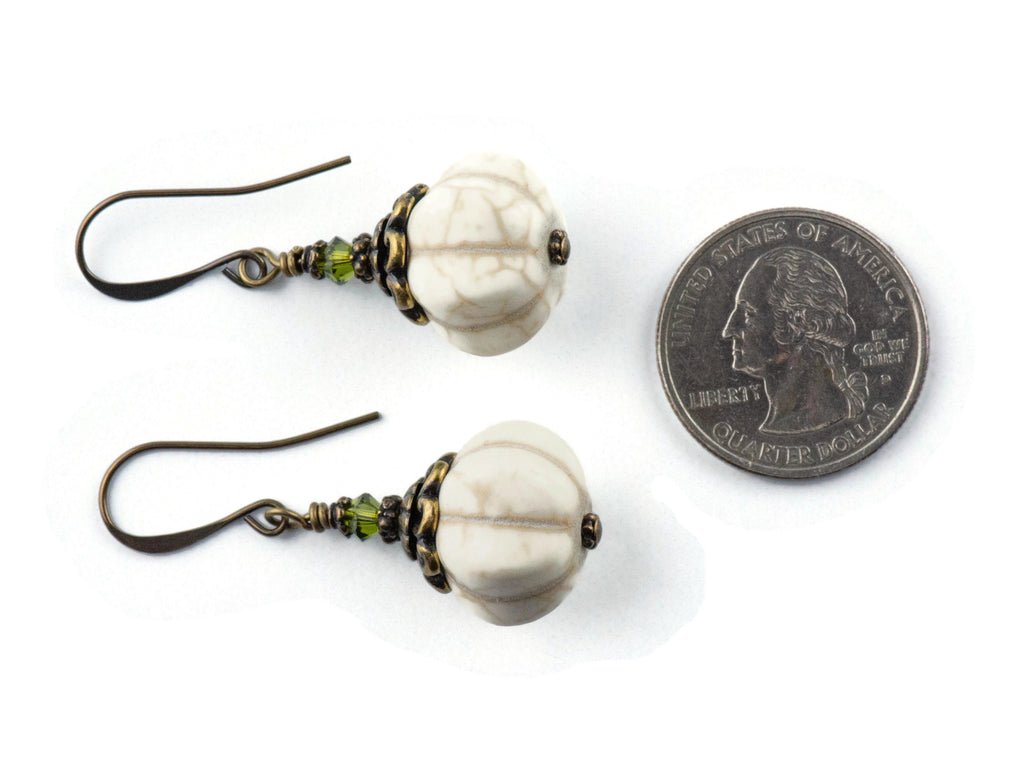 White Pumpkin Brass Earrings • Handmade Rustic Nature Jewelry • Autumn Vibes