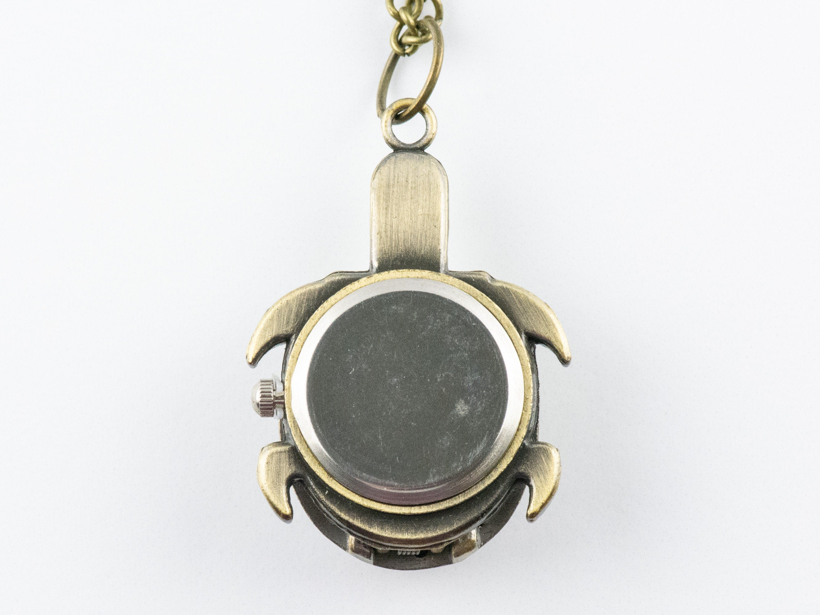 Tortoise Bronze Pocket Watch Long Necklace / Unique Watches / Sea Turtle Jewelry