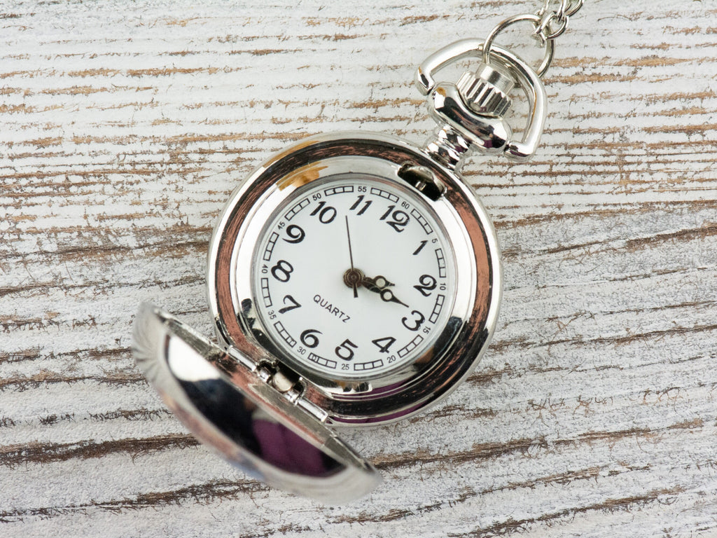 Butterfly Print Porcelain Pocket Watch Long Necklace / Unique Watches / Nature Inspired Jewelry