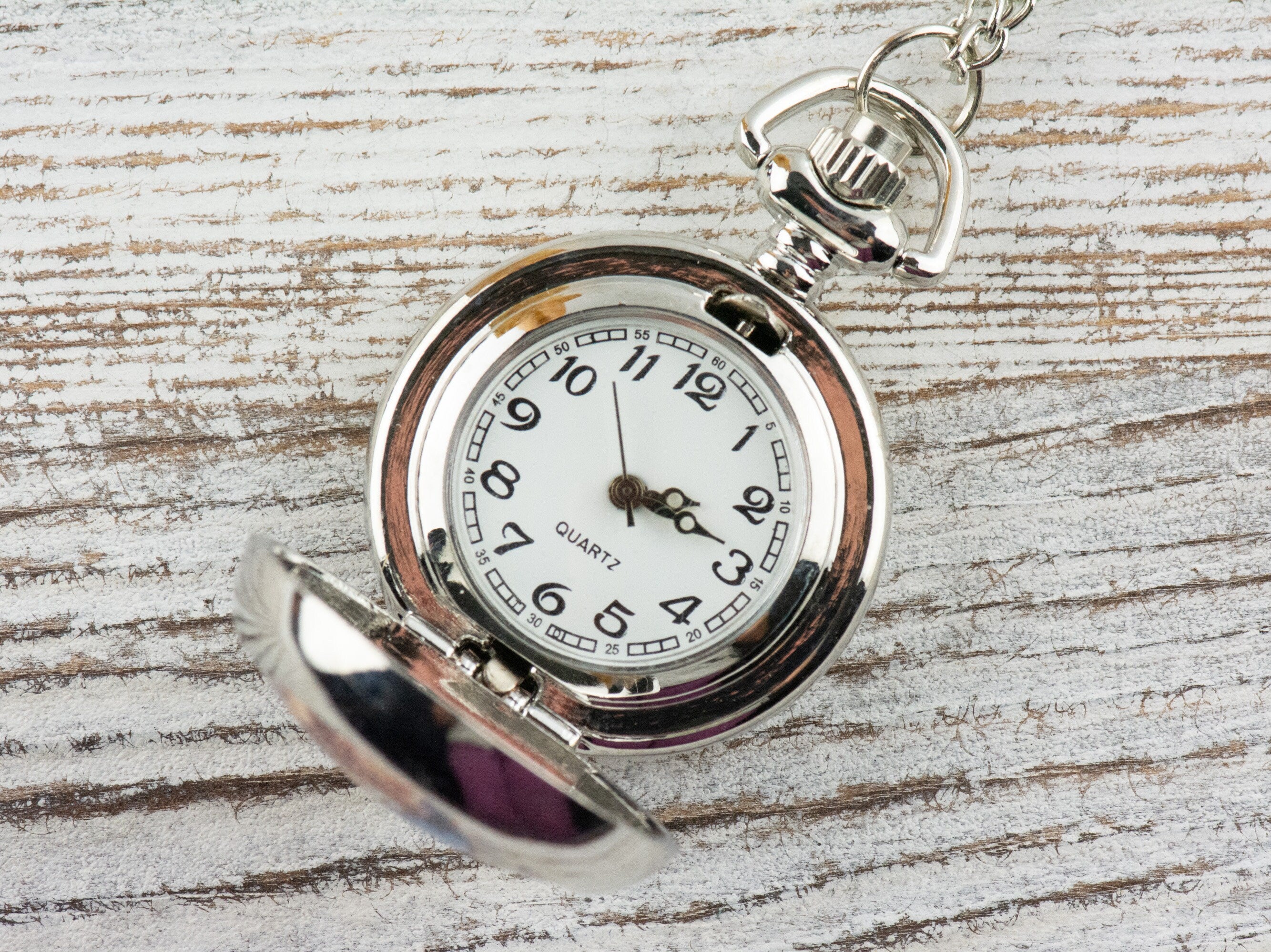 Butterfly Print Porcelain Pocket Watch Long Necklace / Unique Watches / Nature Inspired Jewelry