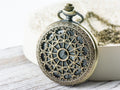 Spiderweb Bronze Pocket Watch Long Necklace / Unique Watches / Spider Jewelry / Large Pocket Watch