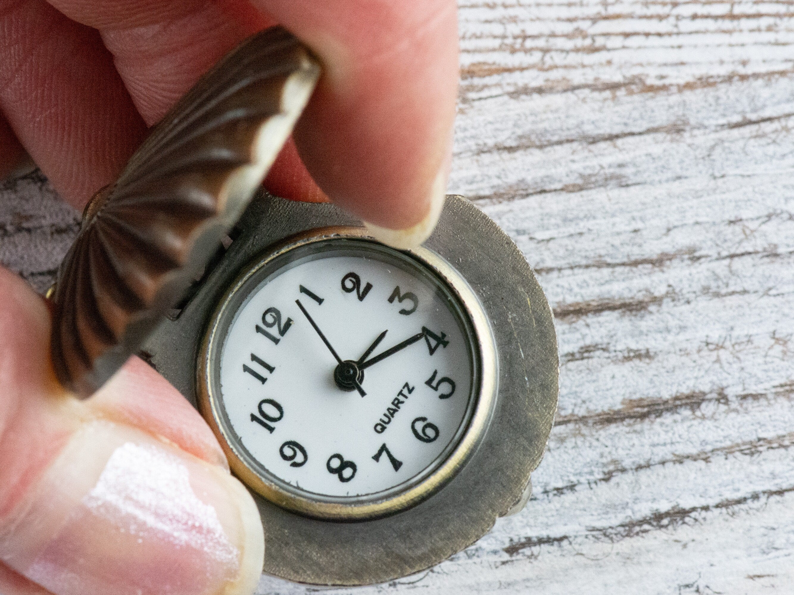 Seashell Bronze Pocket Watch Long Necklace / Unique Watches / Ocean Theme Jewelry