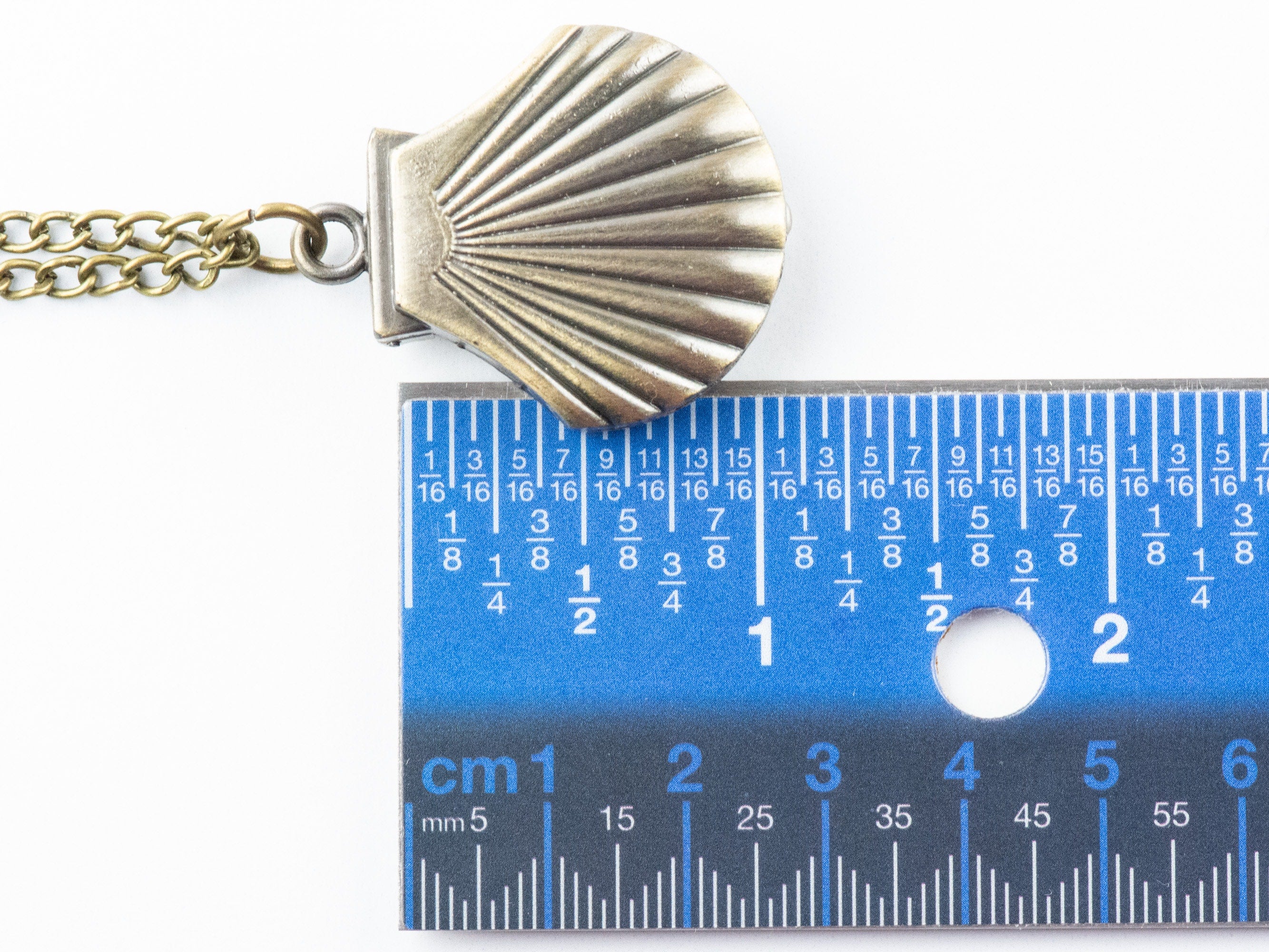 Seashell Bronze Pocket Watch Long Necklace / Unique Watches / Ocean Theme Jewelry
