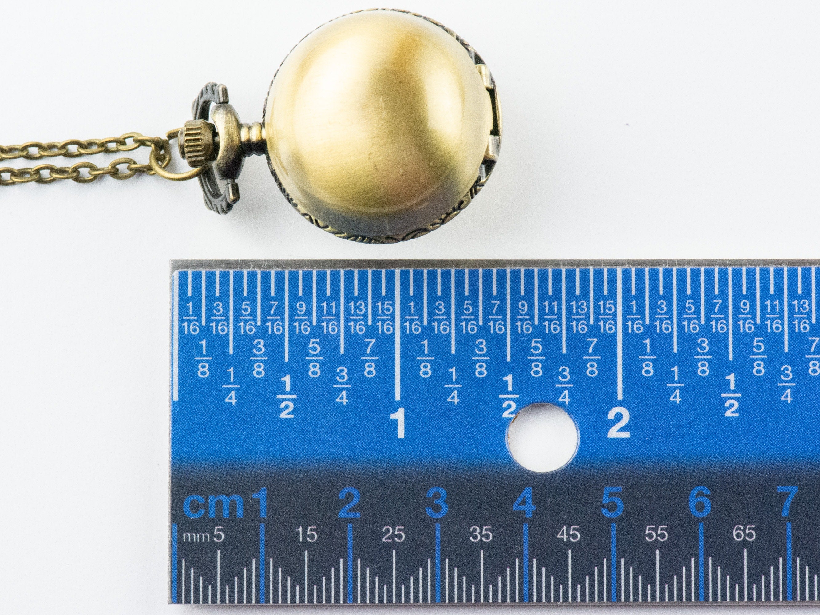 Round Ball Bronze Pocket Watch Long Necklace / Unique Watches / Simple Jewelry