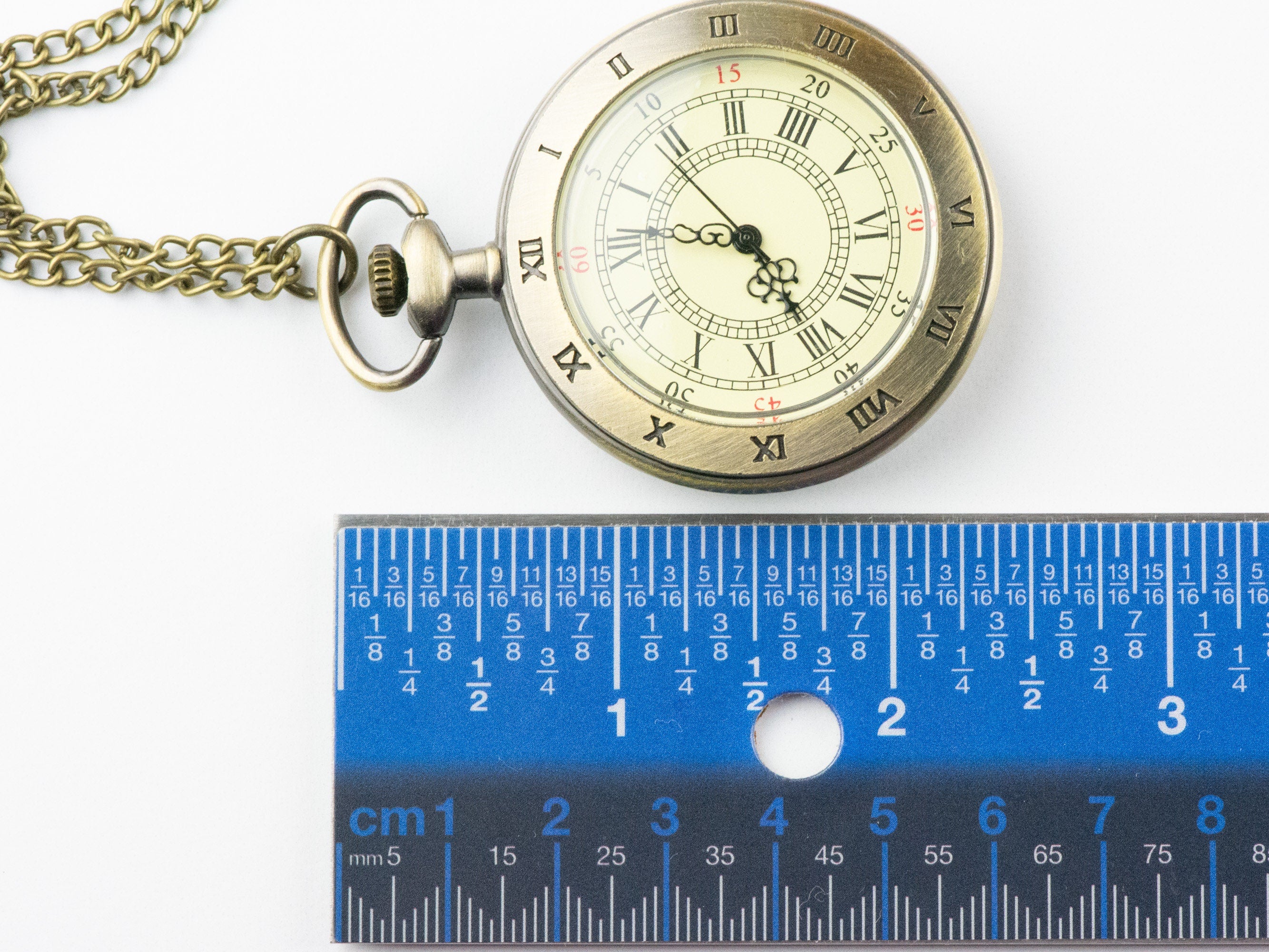 Roman Numeral Bronze Pocket Watch Long Necklace / Unique Watches / Steampunk Watch / Large Pocket Watch