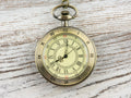 Roman Numeral Bronze Pocket Watch Long Necklace / Unique Watches / Steampunk Watch / Large Pocket Watch
