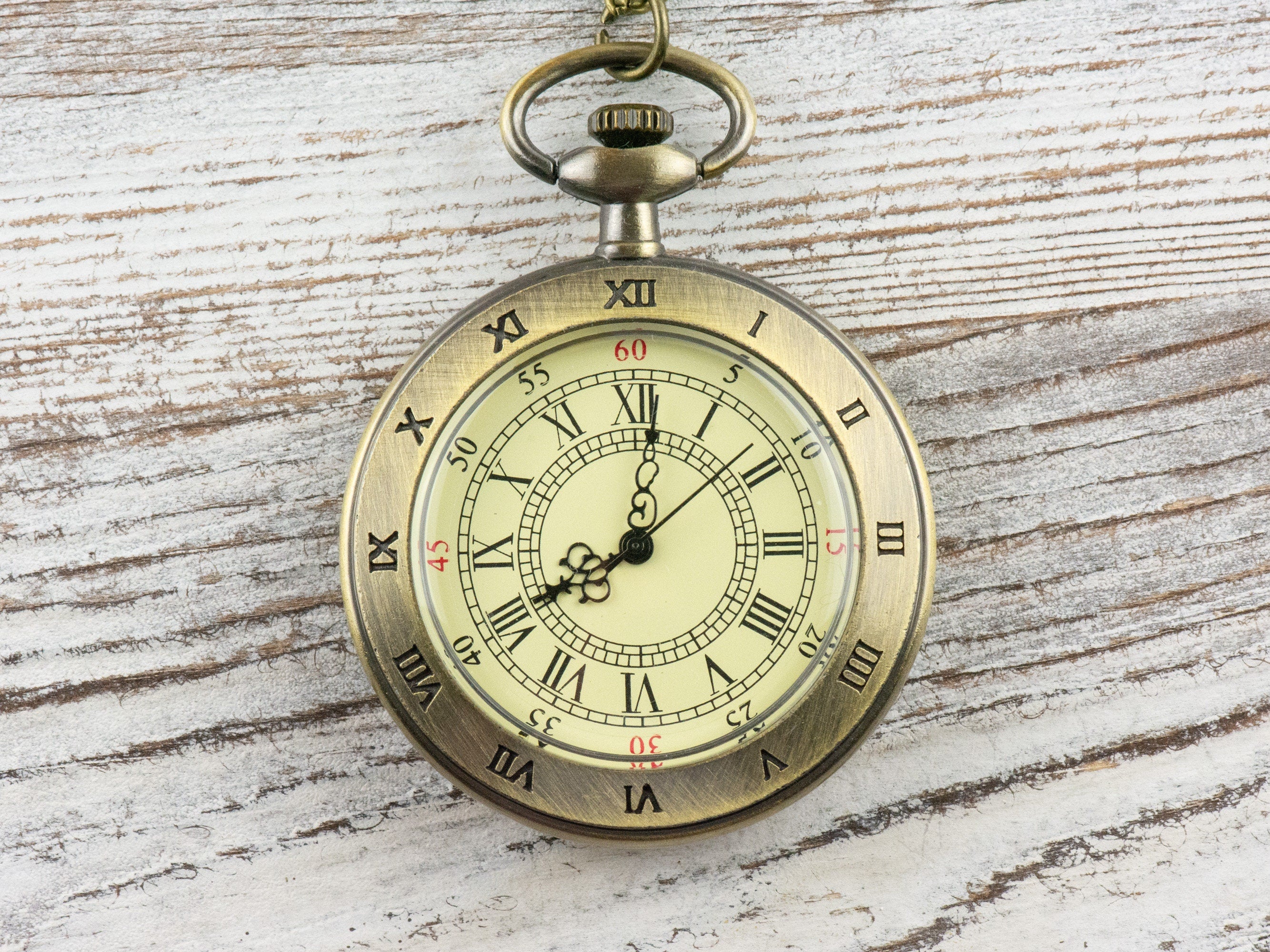 Roman Numeral Bronze Pocket Watch Long Necklace / Unique Watches / Steampunk Watch / Large Pocket Watch