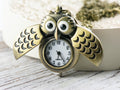 Winged Owl Bronze Pocket Watch Long Necklace / Unique Watches / Nature Inspired Jewelry