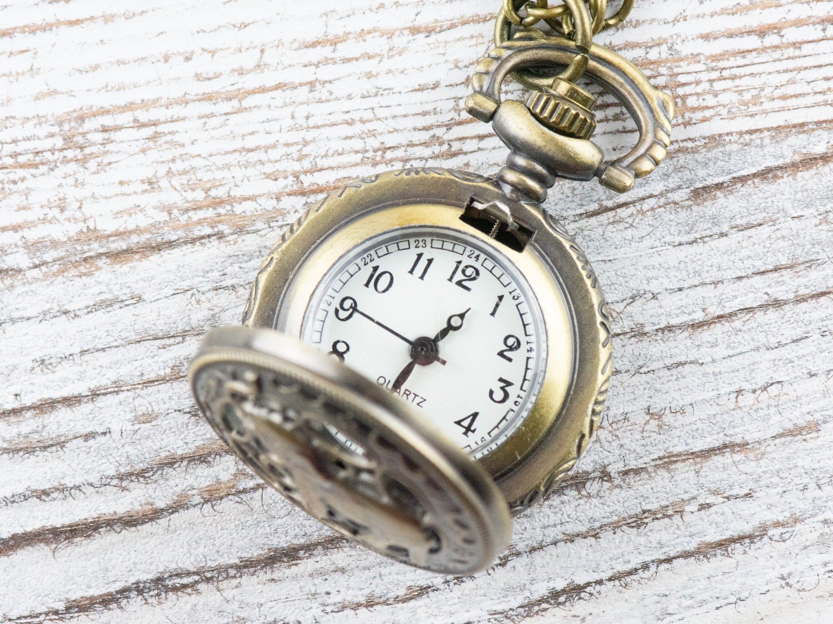 Elephant Bronze Pocket Watch Long Necklace / Unique Watches / Elephant Necklace