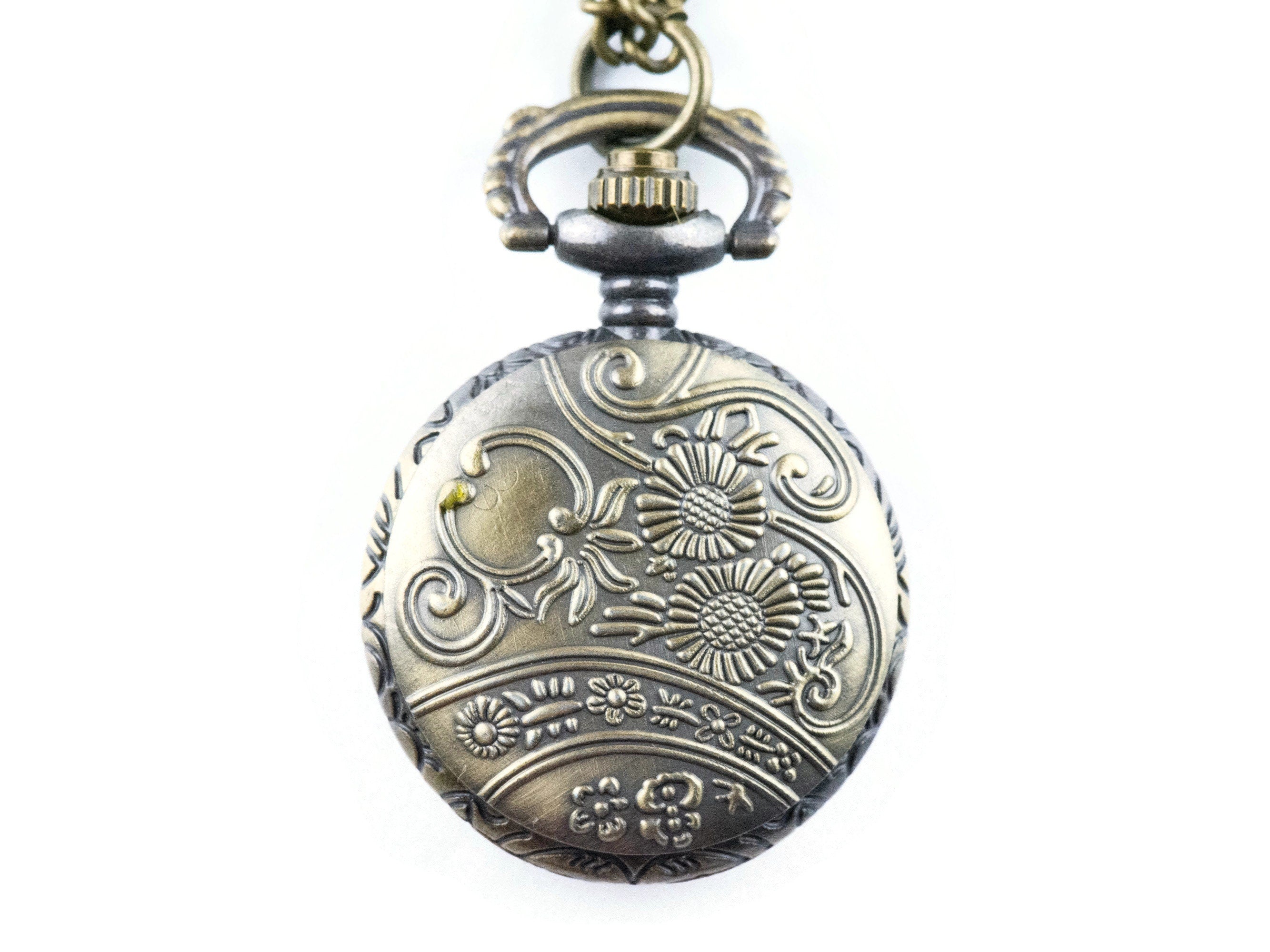 Elephant Bronze Pocket Watch Long Necklace / Unique Watches / Elephant Necklace