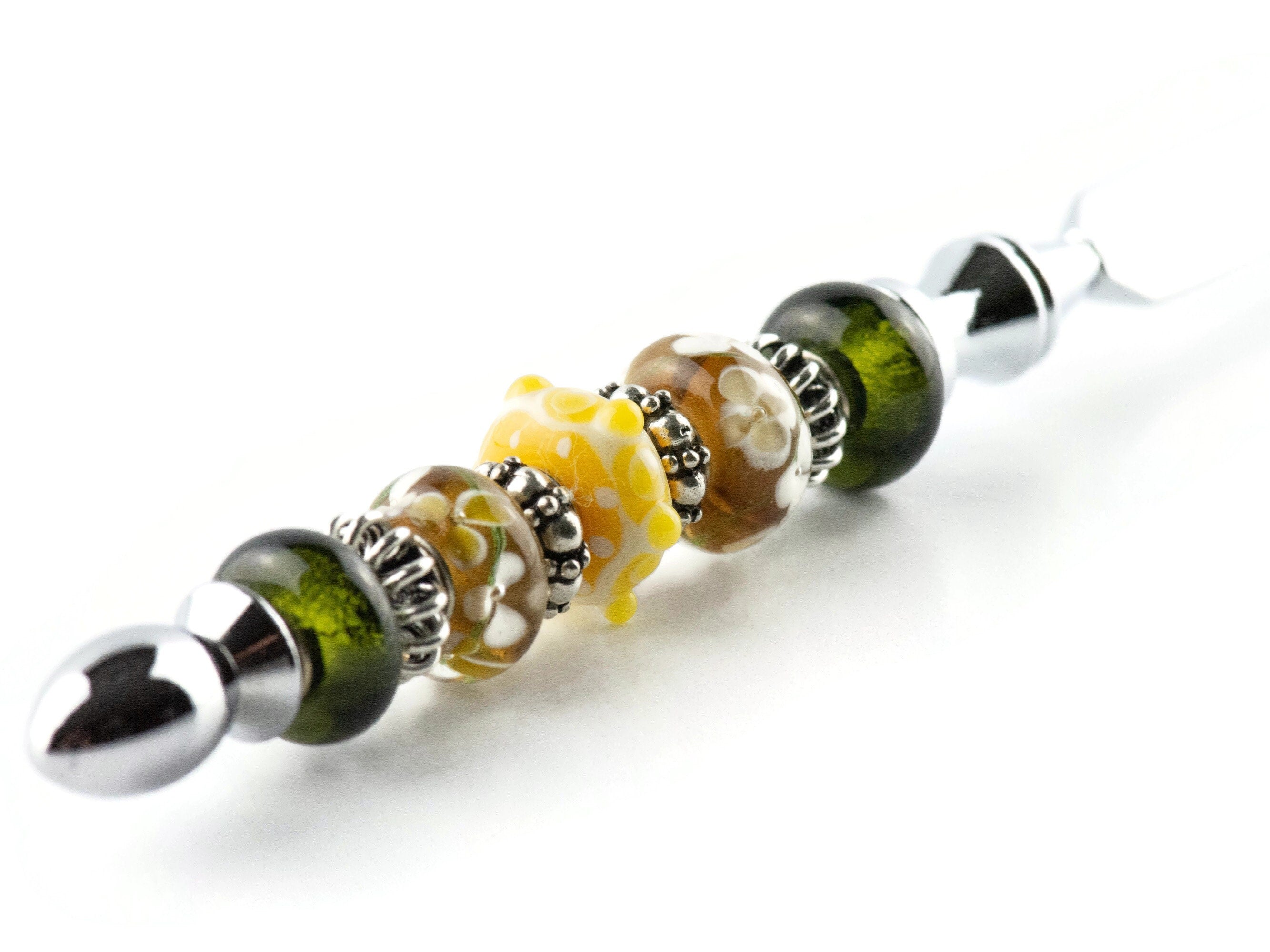 Spring in the City Glass Beaded Silver Letter Opener • Paper Knife • Desk Accessory