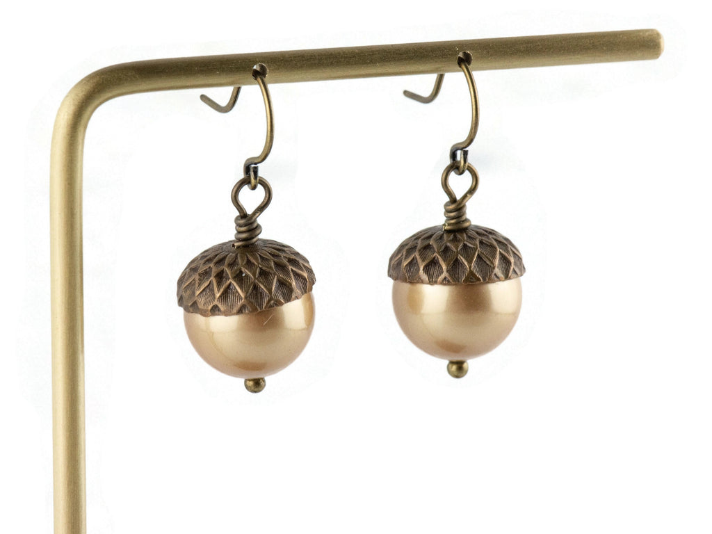 Acorn Fall Brass Earrings • Handmade Earthy Nature Jewelry • Autumn Vibes